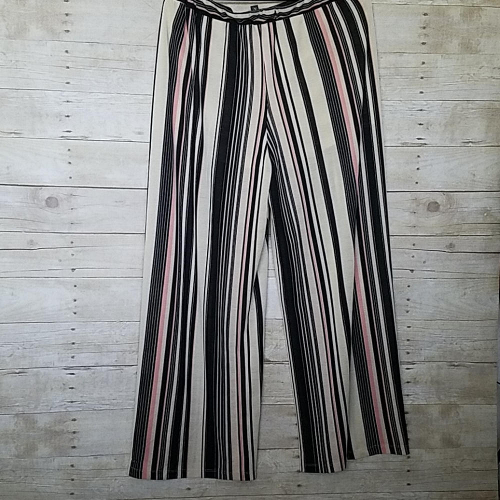 Pin Striped Trousers with Split Hem